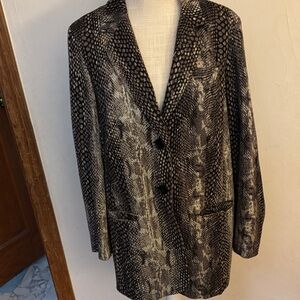 Chico's Black and Gray Snake Print Blazer. Size 2